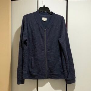Caslon Bomber style sweater jacket - navy blue, size Large